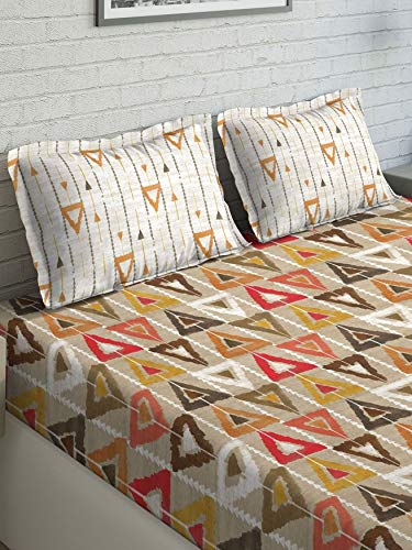Image of DDECOR - Doncia 100% Cotton Double Bedsheet with 2 Pillow Covers, King Size, Brown