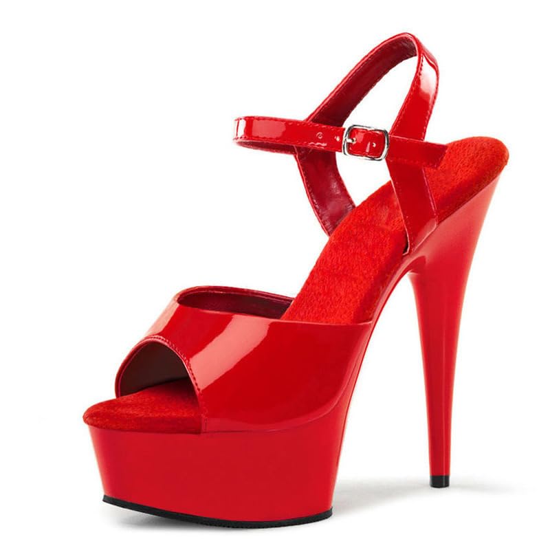 denova's Women's Patent 6in Very High Heel Platform Pole Dance Stiletto Sandal