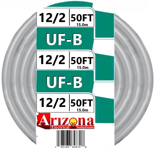 50 FT 12/2 Type UF-B Copper. #12 AWG, 2 Conductors with Ground. Insulated Jacket Gray