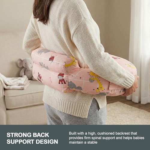 Image of BAYBEE Feeding Pillow for New Born Baby with Foldable Breastfeeding Cover | Ergonomic Feeding Cover for Nursing Mom with Adjustable Velcro | Nursing Pillow with Removable & Washable Covers (Pink)