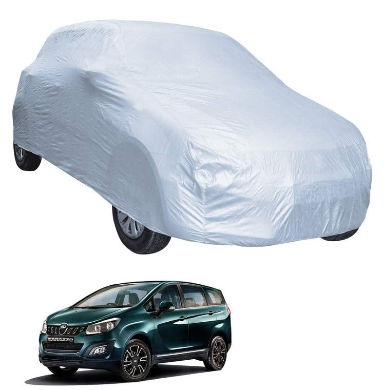 Image of Auto Hub Car Cover Compatible with Mahindra Marazzo with Weather Proof, Triple Stitched, Marazzo Car Cover- Plain Silver
