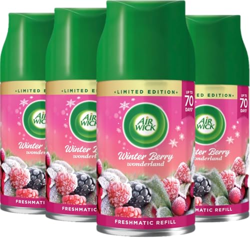 Air Wick Automatic Air Freshener Freshmatic Spray Refills| Odour Neutraliser, Bathroom And Room Air Freshener|Winter Berry Wonderland|4 X 250Ml Refill
