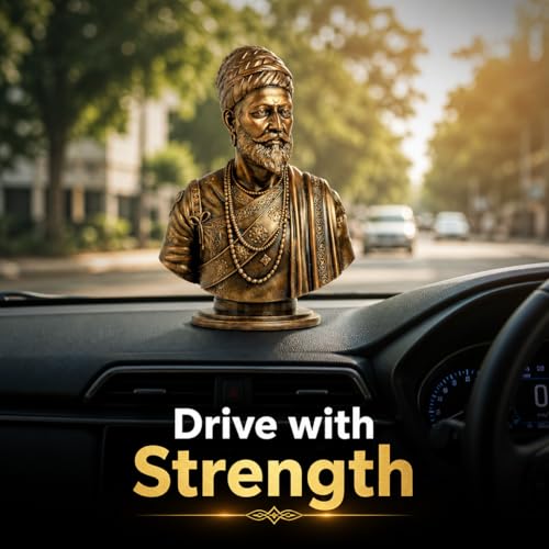 Image of Chhatrapati Shivaji Maharaj Idol 5 Inch Antique Bronze Finish | Resin Statue for Home Decor, Car Dashboard, Office Table | Shivaji Murti Gift Item for Men Women | Spiritual Decorative Showpiece