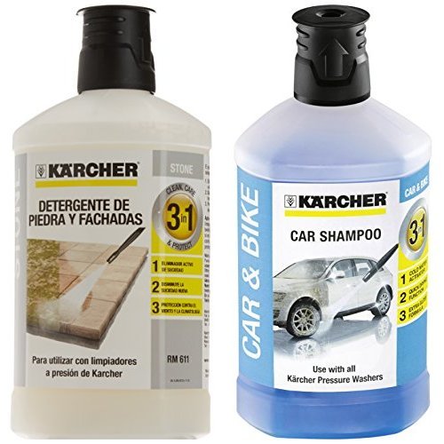 Kärcher 6.295-765.0 - Limpiador de piedra y fachadas 3 in 1 (1 l) + 6.295-750.0 - Champú detergente para coches 3 en 1