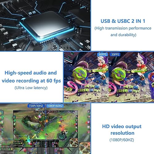 Image of Tobo USB 3.0 /Type C Video Capture Card 1080P 60fps 4K HDMI-Compatible Video Box for Mackbook PS4 Game Camera Recorder-(TD-802HVC-001)