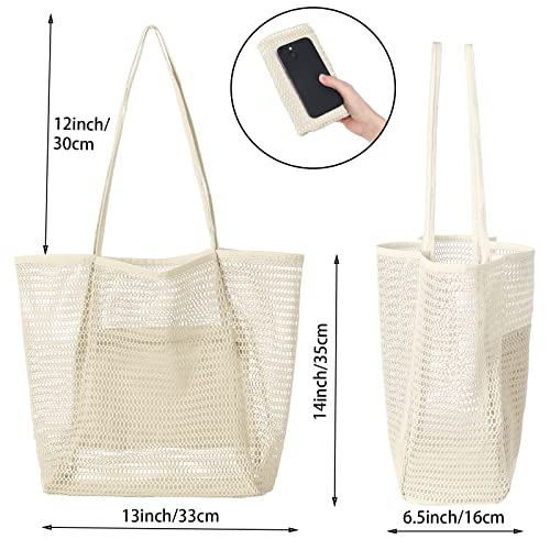 Image of Iioscre Beach Bag for Women, Causal Hobo Handbags with Zipper Inner Pocket, Foldable Swim Tote Bag for Vacation Essentials