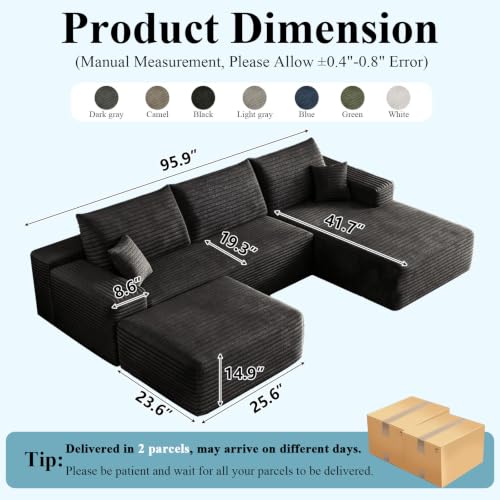 Image of Boneless Cloud Sectional Couch Modular Sofa with Ottoman for Living Room