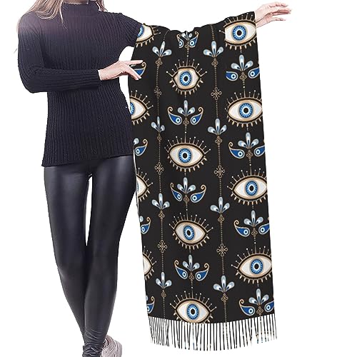 Women's Shawls and Wraps Evil Eye Comfortable Long Scarf Winter Warm Scarves2