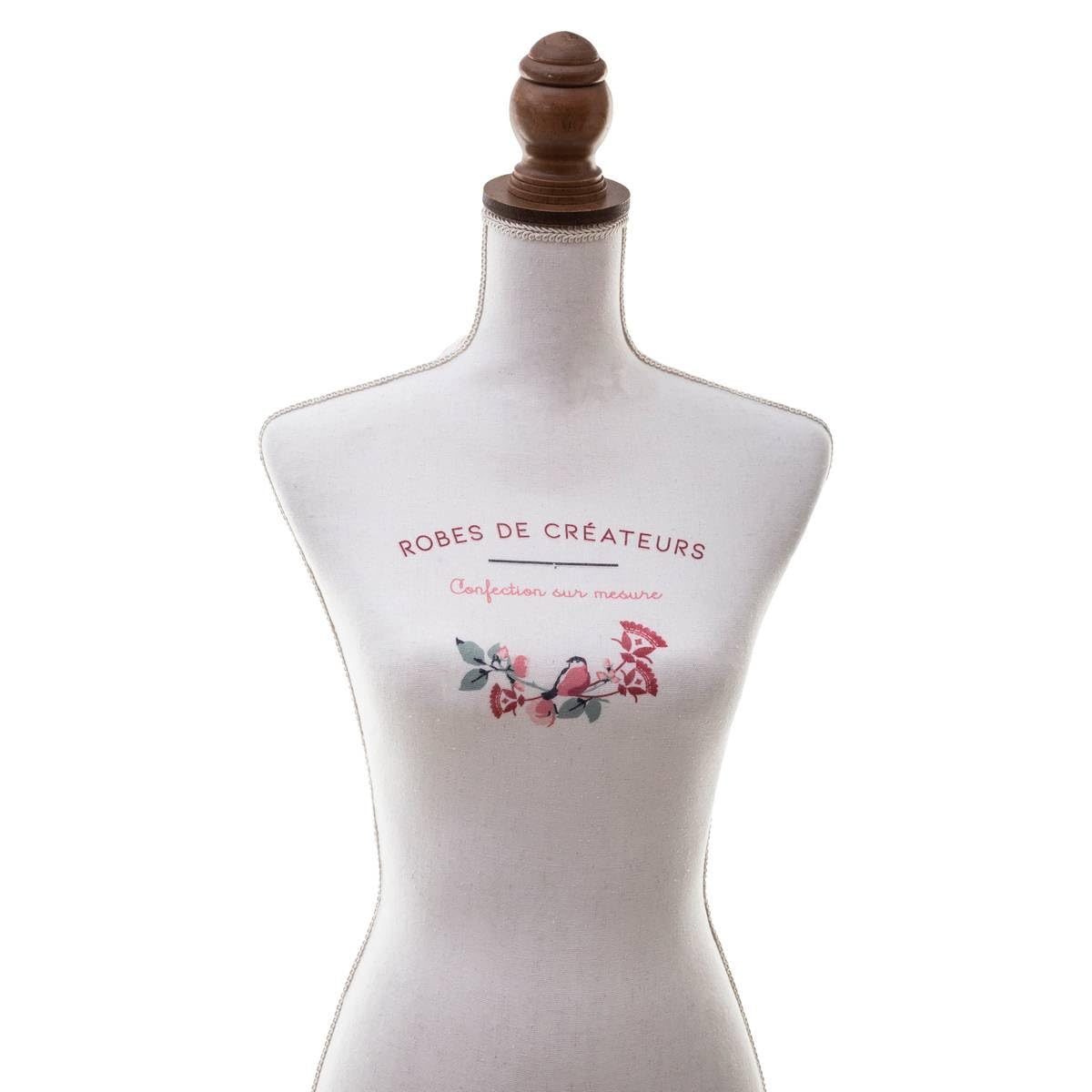 Atmosphera - Mannequin de Couture Poésie, Motif Floral, H 160 cm, Pied en Bois - pour Chambre, Atelier, Boutique