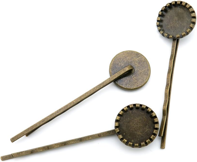 100 Pieces Jewelry Making Charms Findings Antique Bronze Brass Fashion Jewellery Wholesale Supplies Pendant Lots Bulk Supply J2YS9 Hairpin Cabochon Setting Frame