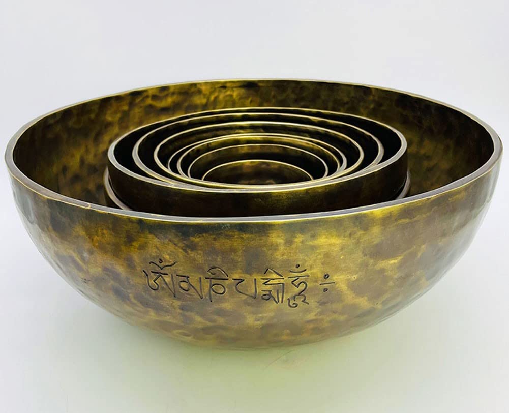 Tybetańska Misa Śpiewająca, Misa Dźwiękowa, Święty Symbol Buddyjskiej Mantry Z Nepalu, Antyczny Design, Odpowiednia Do Jogi, Medytacji, Uzdrawiania Dźwiękiem I Równoważenia Cz(20 Cm)