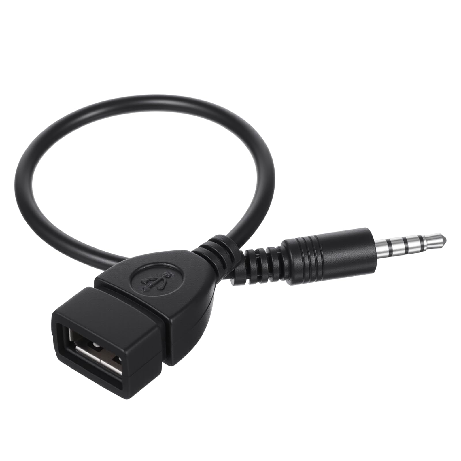 usb to aux audio adapter, 3.5 mm male aux audio jack plug to usb 2.0 female converter adapter cable cord 9 inch length black otg adapters accessories for car playing music with u-disk