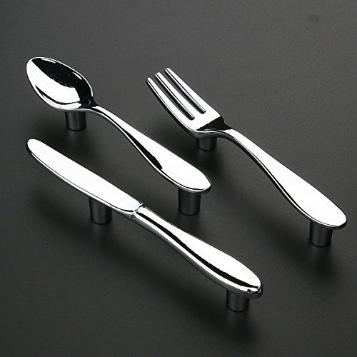 PIXNOR 3pcs Knife Spoon Fork Kitchen Cabinet Closet Drawer Pull Handles Knobs 3 Inch Center to Center - Thumbnail 3