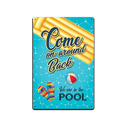 Retro Tin Sign Swimming Pool Backyard Patio Fence 8x12