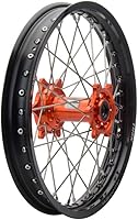 Vista 2 de Tusk Impact - Rueda completa - Llanta trasera de 10 x 1.60 pulgadas, radios plateados/buje naranja para KTM 50 SX MINI 2015-2022