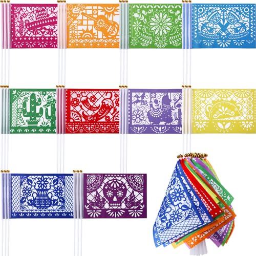 Petits drapeaux mexicains à main Outus (lot de 30) pour défilés et festivals