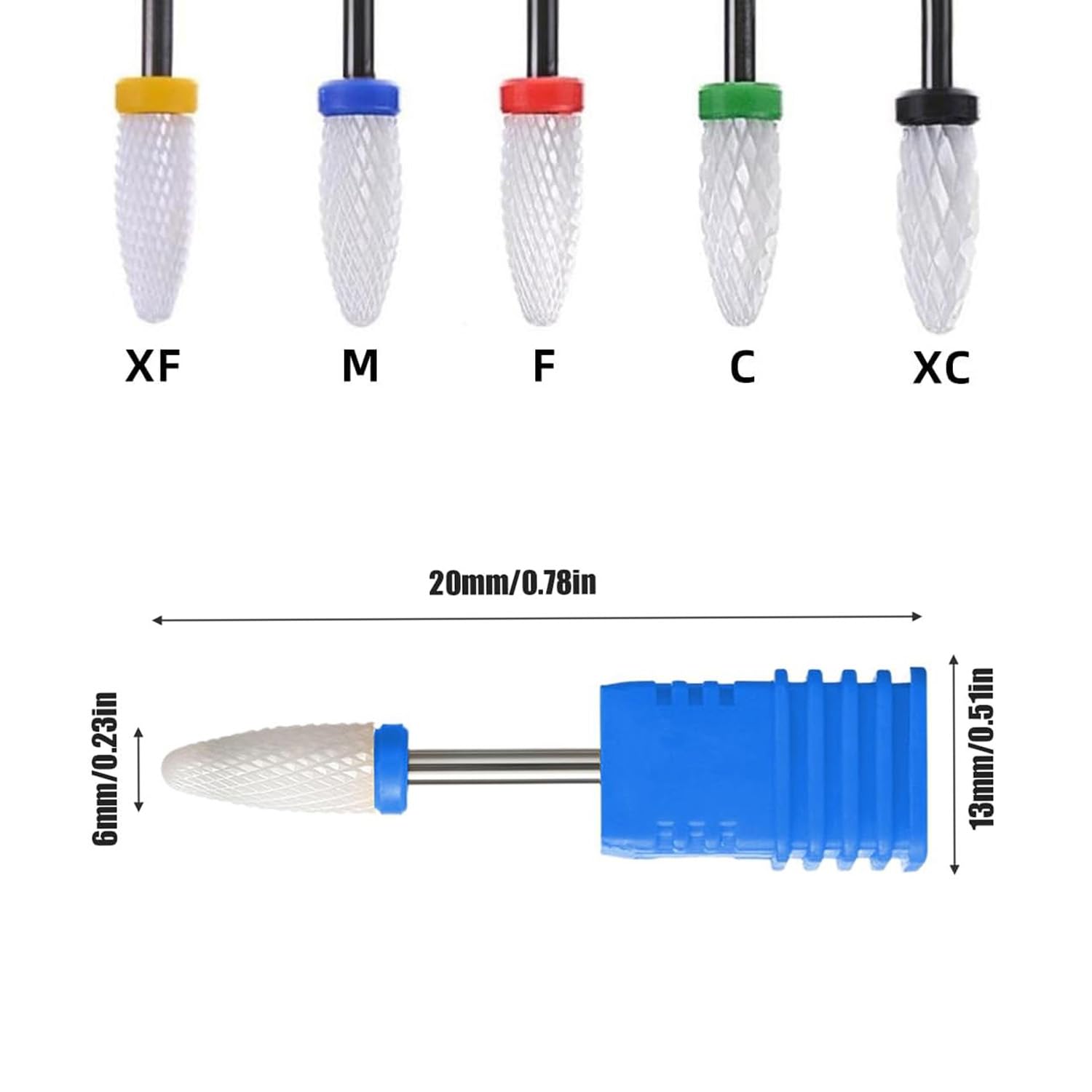MEISO 5 Pezzi Punte Fresa Unghie, Punta da Trapano per Unghie, Rimozione Cuticola, Punte Fresa Unghie Ceramica per Rimuovere Gel, Acrilico, Cuticola, Strumenti per Manicure e Pedicure