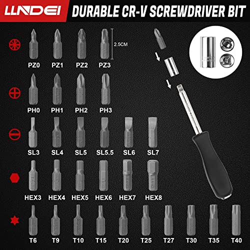 Llndei 1/4 Inch Socket Set Metric With Ratchet Wrench 57+1Pcs, Magnetic Pick-Up Tool, Extensions With 1/4" Drive Bits Set 30Pcs, Household Home Repair Kit & Automotive Repair, Diy'er (Sockets 4-14Mm) #TOP3