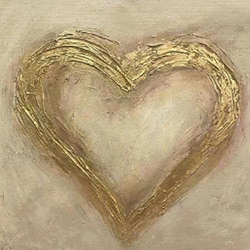 Peinture Mur Art Photos Coeur Doré Illuminant Salon Moderne 50x50cm