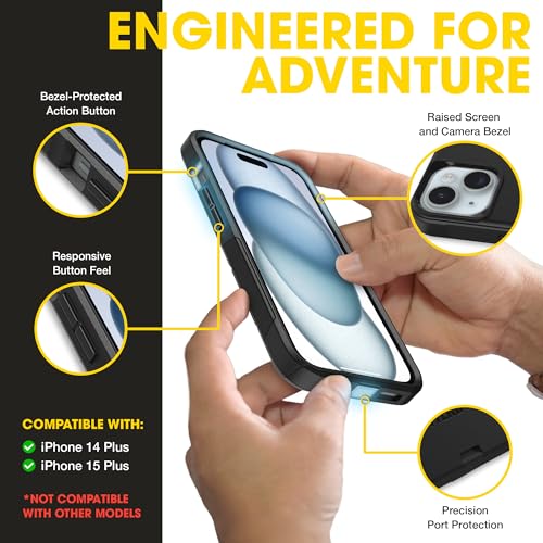 Image of OtterBox iPhone 15 Plus /14 Plus Commuter Series MagSafe Case - Black | 3X MIL Drop Protection - Dual-Layer Shockproof Design - Pocket-Friendly - Raised Edges - Port Covers - Non-Retail Packaging