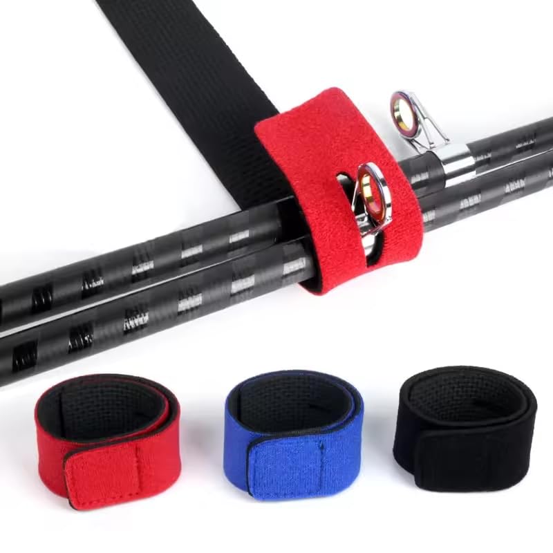 Set de 5 o 10 correas elásticas multicolor para cañas de pescar