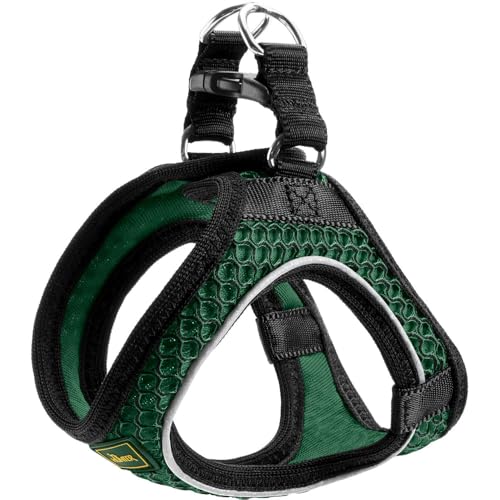 Hunter Hundegeschirr Hilo Comfort, Farbe: dunkelgrün, Easy Step-In Geschirr für kleine bis mittlere Hunde, mit Netzmaterial, reflektierende Elemente, angenehm leicht, modernes Design, Größe: S