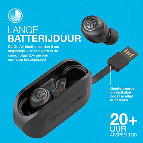 JLab Go Air True Wireless Oordopjes, Bluetooth Draadloze Hoofdtelefoon en usb oplaadstation met dubbele verbinding, aangepast EQ3-geluid en de kleinste pasvorm ooit, Zwart - Afbeelding 4