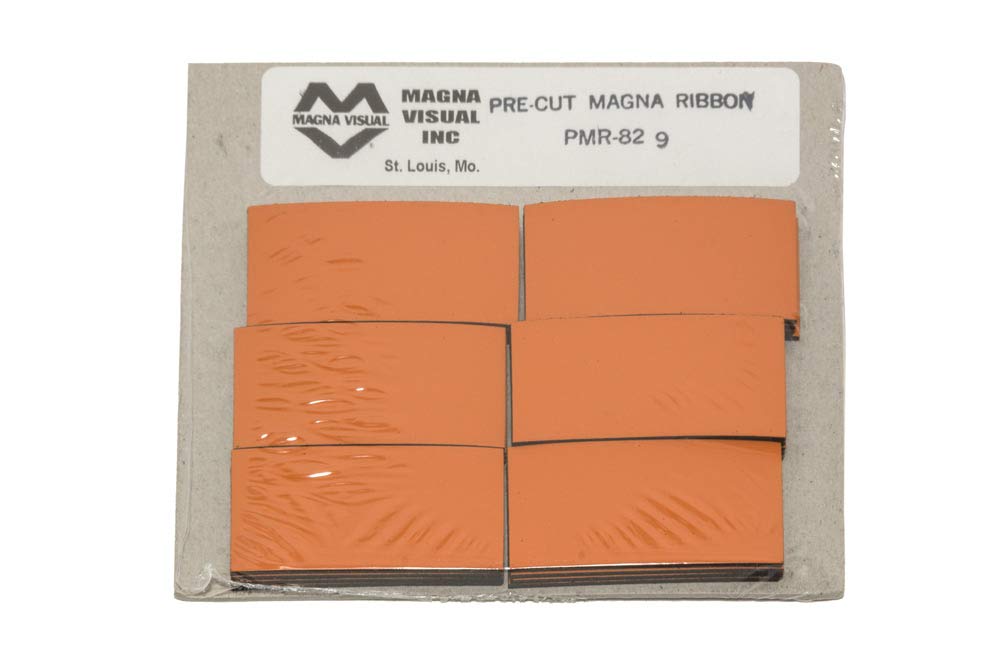 Magna Visual 1" x 2" Orange Pre-Cut Write On Wipe Off Magnetic Strips 25 Pack