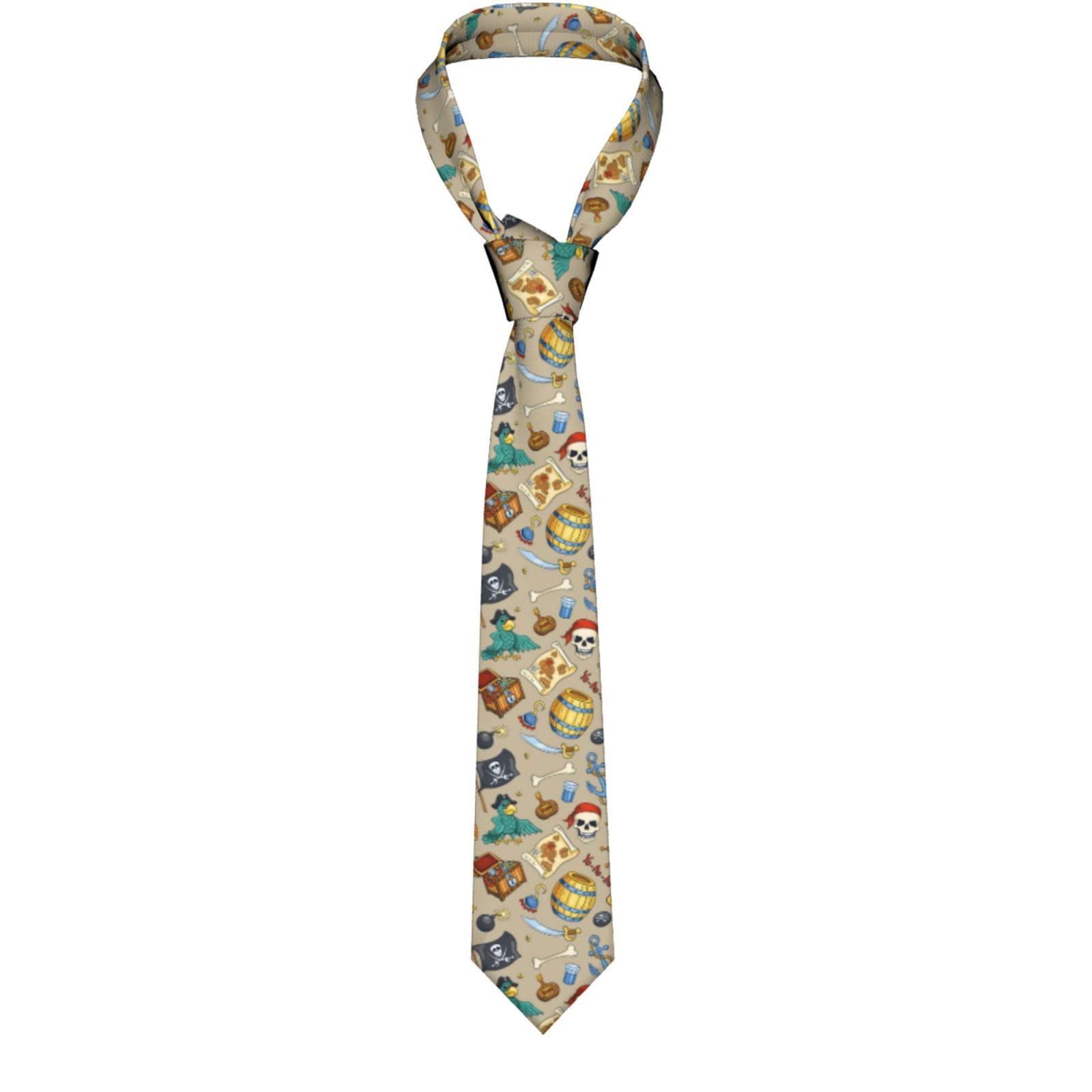 Mens Ties Sketch Cartoon Pirate Pattern Men'S Neckties Novelty Skinny Tie For Business Party Wedding Suit