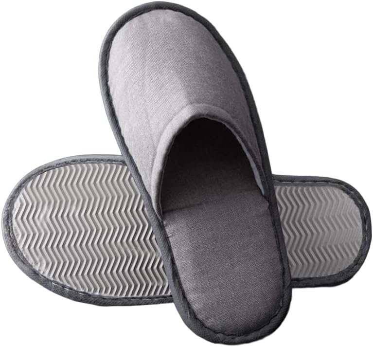 Spa Slippers, Closed Toe Disposable Slippers Fit Size for Men and Women for Hotel Home Guest Used, Gray Non-Slip Slippers