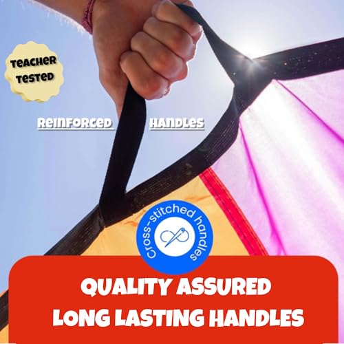 Image of Activejoy - Parachute for Kids - 8ft /12ft / 16ft / 20ft / 24 ft / 30ft - Rainbow Parachute Toy with Handles - Great for Gym Class, Field Day & Outdoor Games