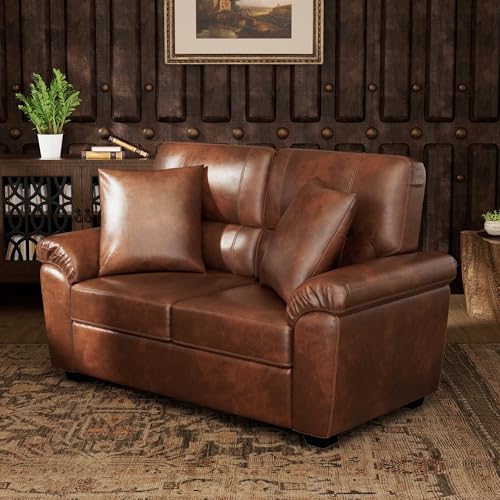 Image of Anderson 3+2 Seater Sofa Set | Sectional Sofa 5 Seater 3 Plus 2 | 5 Seater Leather Sofa for Living Room Office | Leather Sofa Set 5 Seater Tan | Leatherette Sofa Tan Brown Color