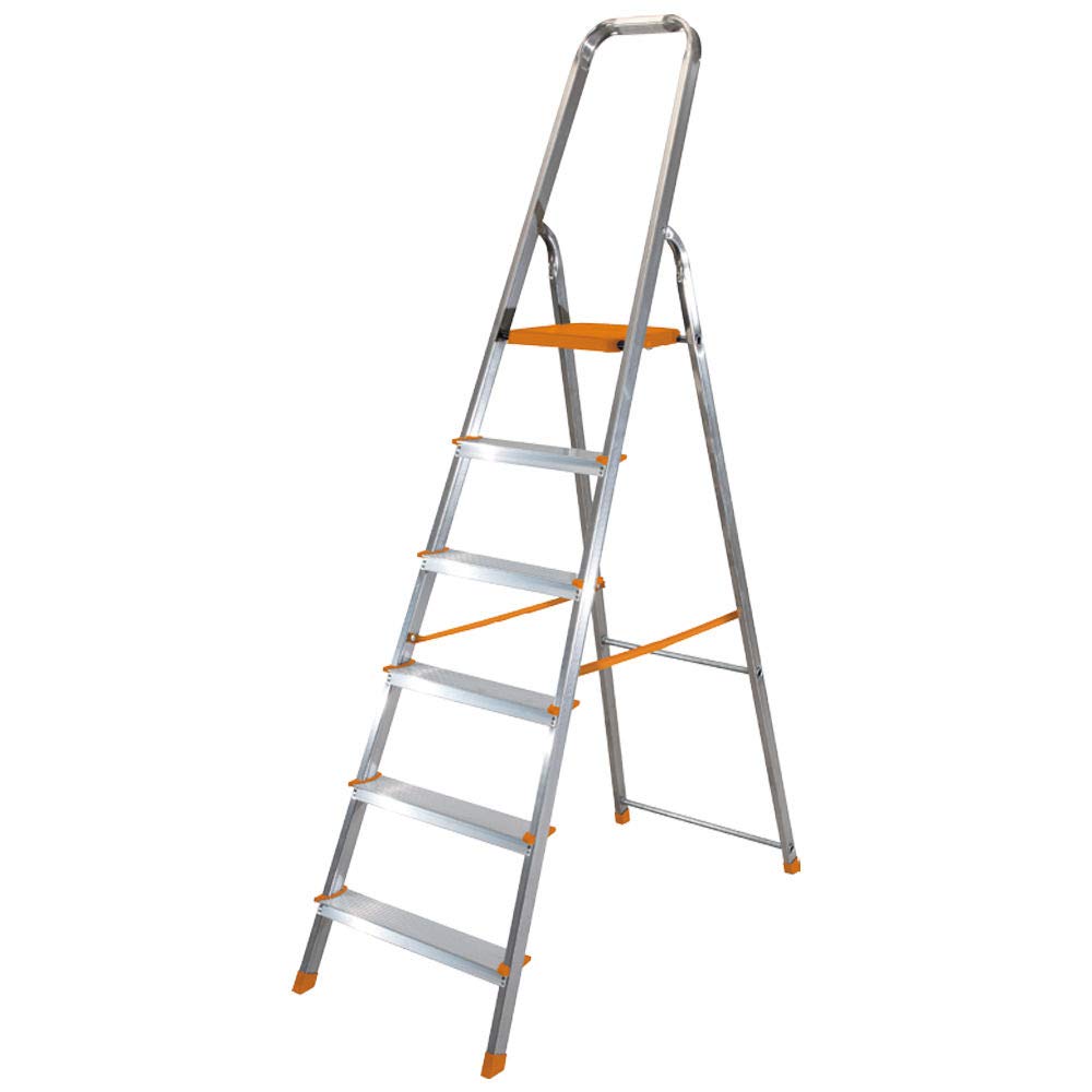 Scala domestica 6 gradini in alluminio portata 150kg Eurodomus E6/N Altezza 188 cm