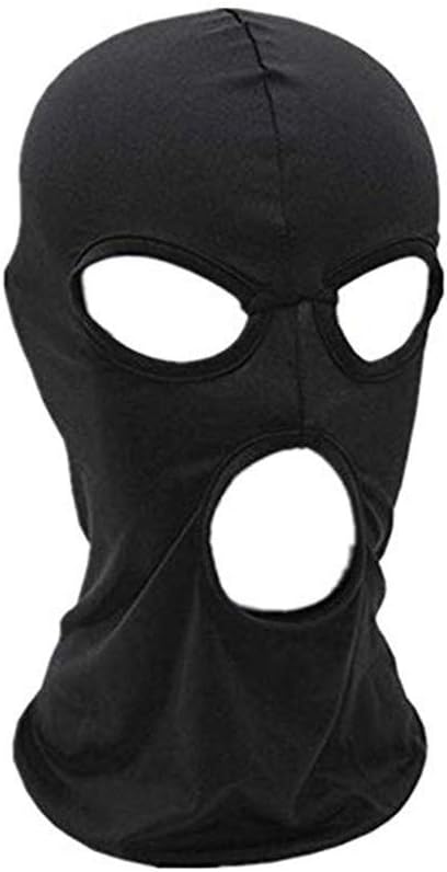 3 Hole Black Balaclava Ski Mask, Thin Full Face Mask for Men Women Motorcycle Bike Hunting Cycling Cap Ski