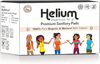 Helium 100% Pure Organic & Naturally Soft Cotton Base Sanitary Pads For Women | Pack Of 25 Pads-XXL,330mm | Ultra-Thin Rash Free Natural Sanitary Napkins,Designed for Normal-Sensitive Skin