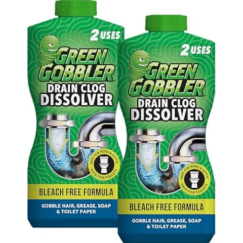 Green Gobbler Liquid Hair Drain Clog Remover & Cleaner, 2 Pack Cover