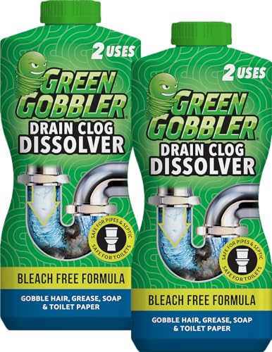 Comparison: Best Liquid Drain Cleaner For Grease 6 Green Gobbler Drain Clog Dissolver | Powerful Liquid Drain Opener & Toilet Clog Remover | Safe for Pipes & Septic | 2 Pack