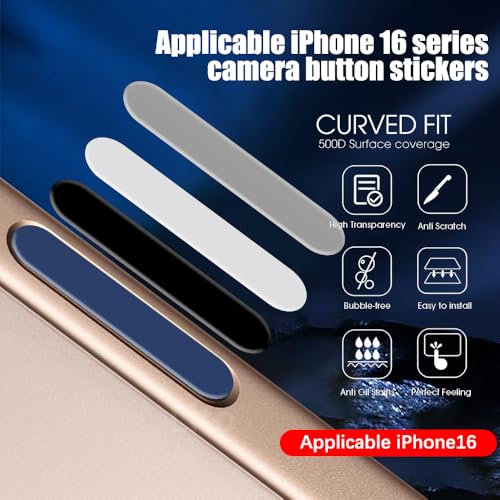 Protetor de botão de câmera de vidro temperado para iPhone 16 Plus Pro Max película protetora preta antiarranhões para iPhone 16 16Pm