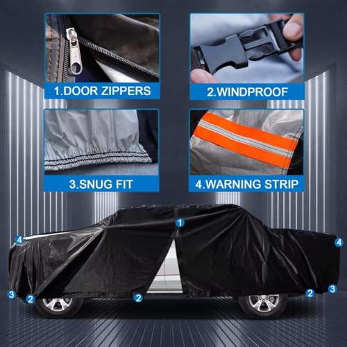 Image of Dodge Ram 2500 /3500 Truck Cover Custom Fit 2002-2026 Crew /Quad Cab Long Bed(8.1') with Door Zipper, 10 Layers Outdoor Heavy Pickup Truck Cover Waterproof All Weather, Wind Dust Sun Protector.