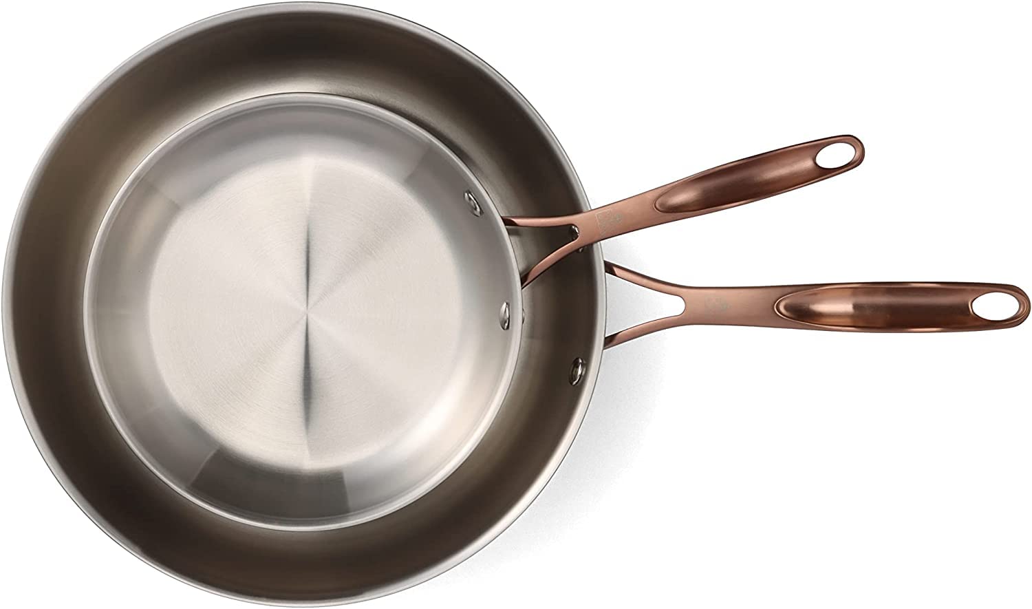 BK Rose 2 Piece Stainless Steel Frying Pan Set, 24/28 cm, Silver