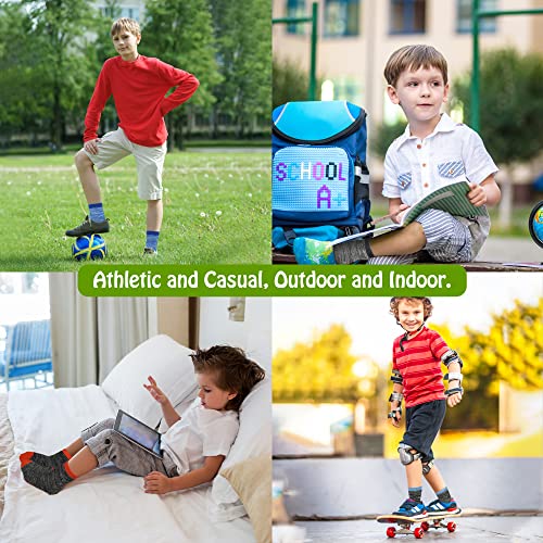 Image of Boys Socks, 12 Pairs Crew Socks for Toddler Kids Boys Girls(1-14 Years Old), Athletic Half Cushion Socks Set