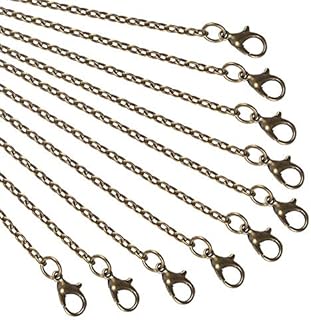 NBEADS 10 Pcs Chain, 80cm Long Antique Bronze Iron Wire Chain with Lobster Clasp for Pendants Necklace Bracelet Diy Jewellery Making