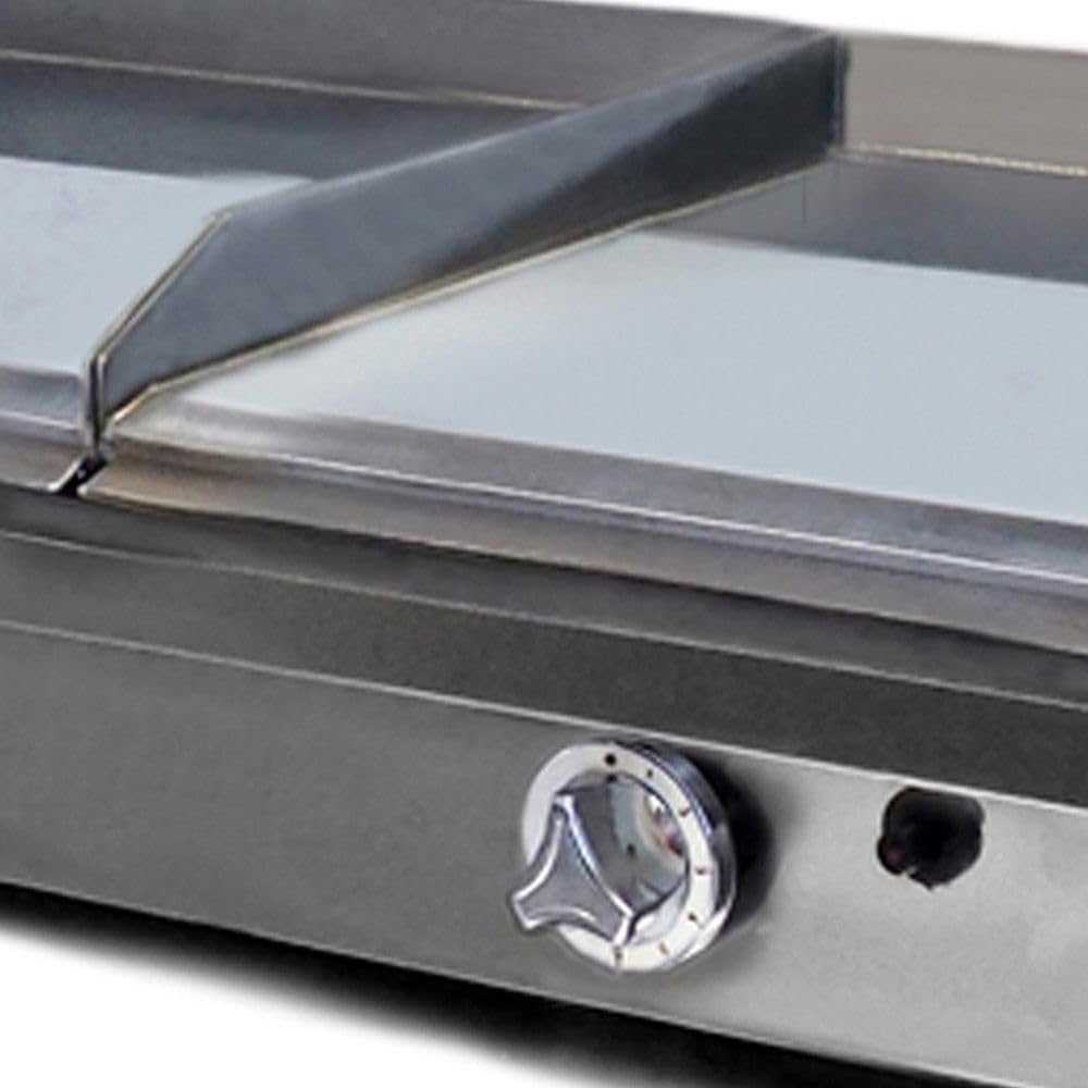 MBH - Plancha à gaz industrielle trois zones 400 x 400 mm en chrome dur pour hôtellerie Fry Top pour cuisine professionnelle pour bar et restaurant