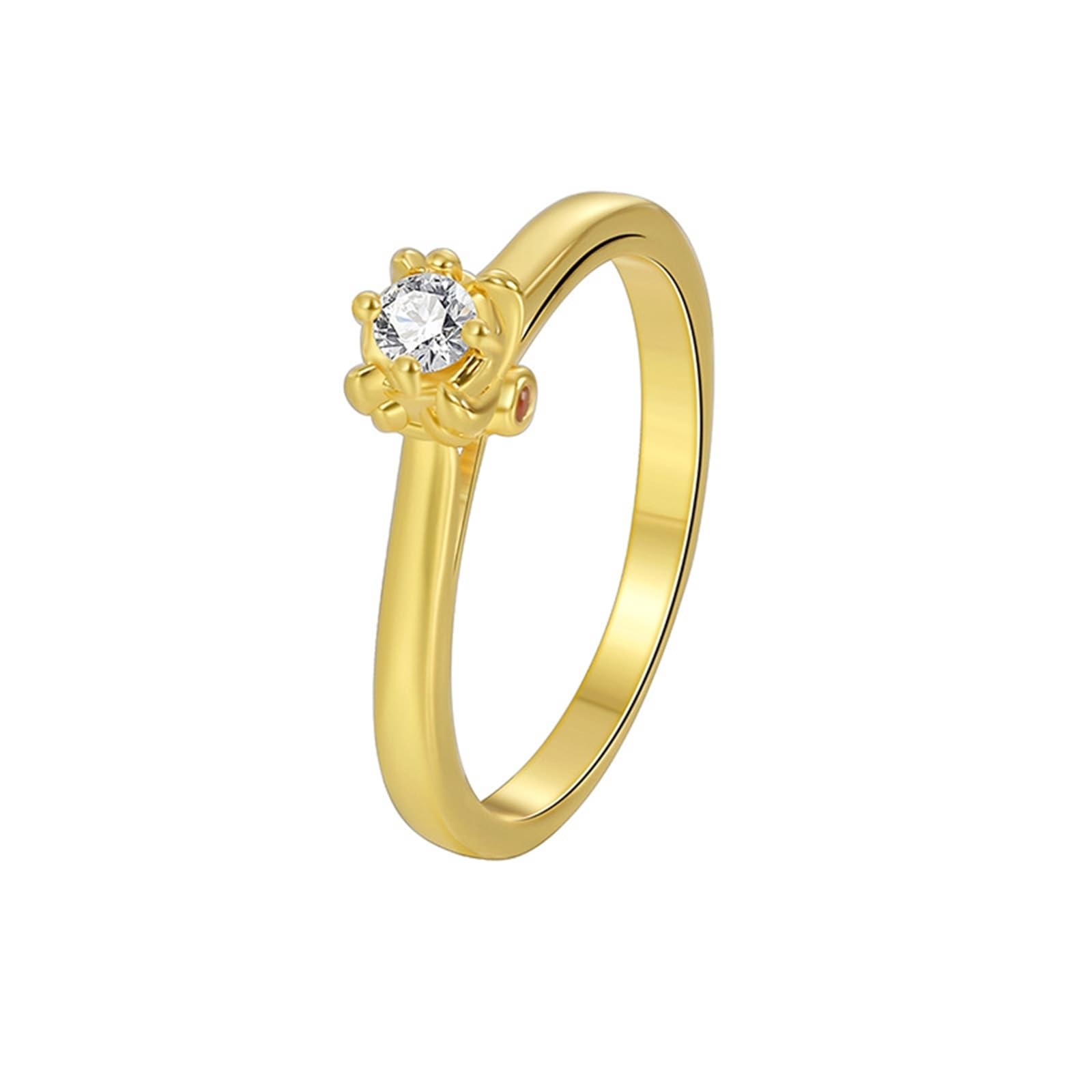 9 Karat/14 Karat/18 Karat Gelbgold Damen Ring Moissanit Weiß, Wedding Ring Solitär