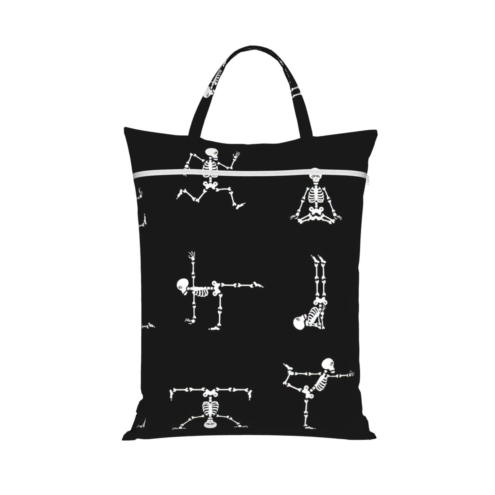 Pphgut 1 Pc Skull Yoga Print Travel Laundry Bag Portable Dirt Clothes Bags Daily Hiking Camping Vacation