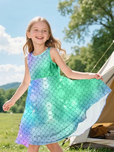 Sleeveless Summer Dress for Girls, Tropical Print Beach Vacation Sundress for Party and Birthday Gift4