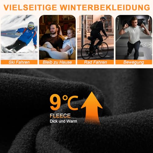 AKKQHH Thermo Unterhosen Herren Lange Warm Thermohose Männer Thermounterwäsche Winter Skiunterwäsche Fleece Funktionsunterwäsche Unterwäsche Hose(Schwarz,M)