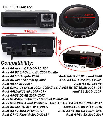 Waterproof High Definition Color Wide Viewing Angle License Plate Car Rear View Camera with Night Vision 18mm lens for Audi A4 S4 A6 A6L C6 Avant B7 8E 8H Cabrio 4F BJ Quattro A3 8P Baujahr - Image 2
