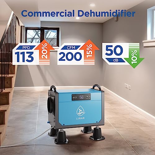 113-Pint Dehumidifiers for Basements and Large Rooms with Drain Hose, Remote Control, and Auto Defrost