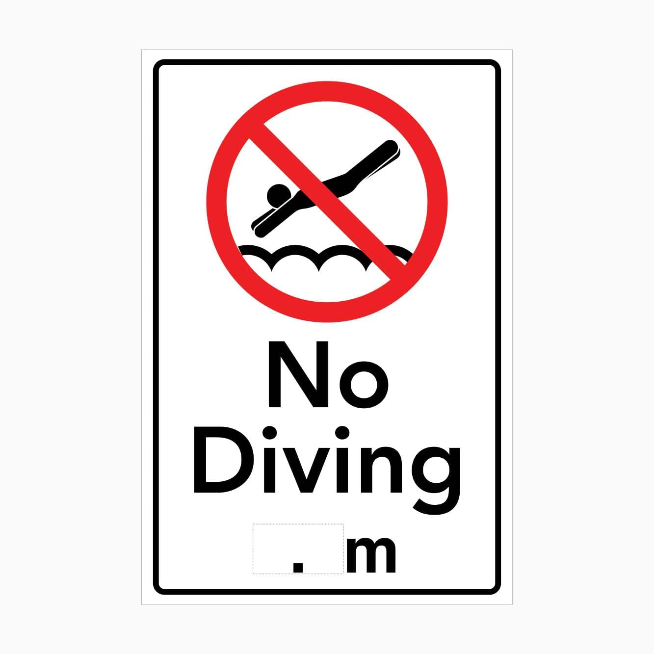 NO DIVING Sign, 12x8 Metal Tin Sign, diving prohibition for water activity areas.